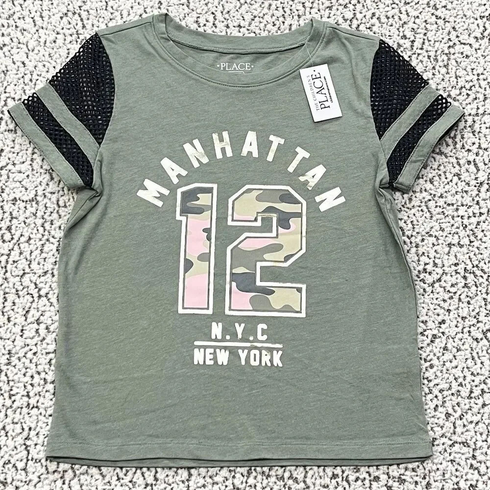 Childrens Place Girls Medium 7-8 Top Green Camo Shirt Manhattan New York NYC #12
